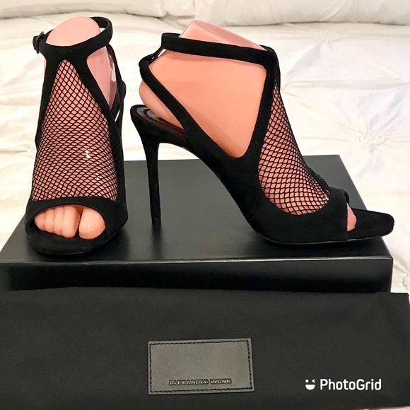 ALEXANDER WANG Piper Fishnet Sandal Heel Shoes  EU 39 / US 9  New in Box - Picture 1 of 16